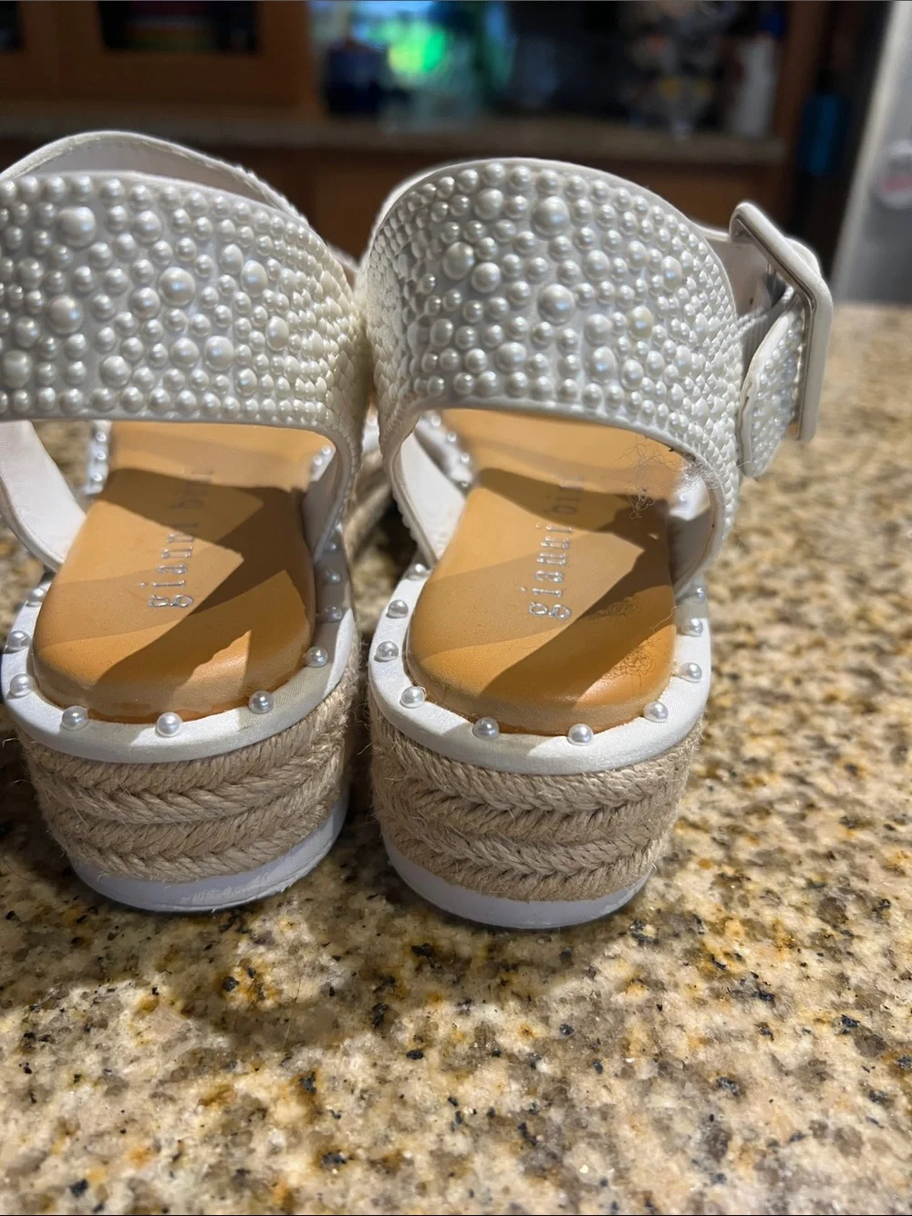 Women's White Embellished Platform Sandals